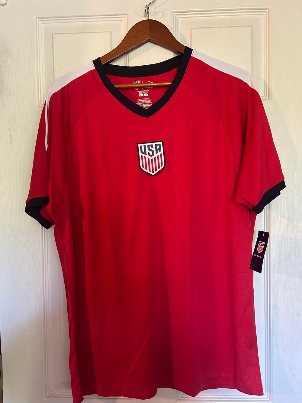 NWT - ICON Red USA Short-Sleeve Soccer Jersey with Black Trim